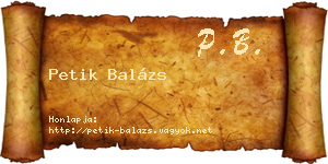 Petik Balázs névjegykártya